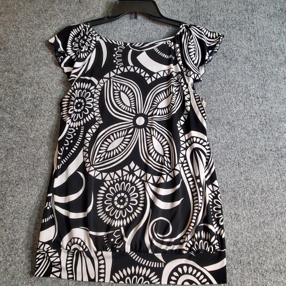 Joei & I Women Sleeveless Black White Bold Print Blouse Size Small S Summer - Picture 5 of 9